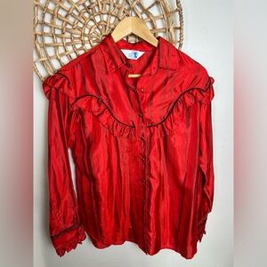 Red Ruffled Women's Top